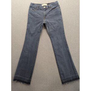 VTG GAP Long and Lean Jeans Womens 6 Blue Stretch Flare Raw Hem Distressed Y2K